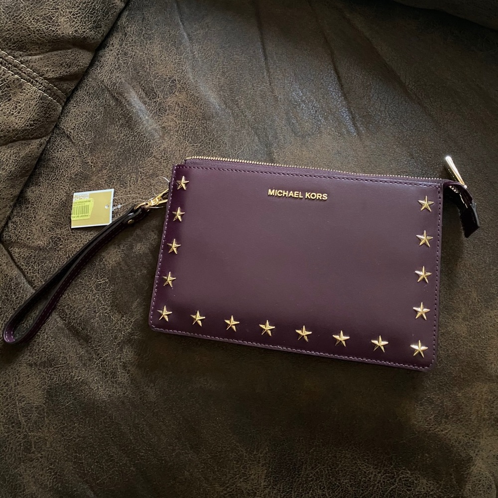 Large Logo Burgundy Michael Kors Wristlet
